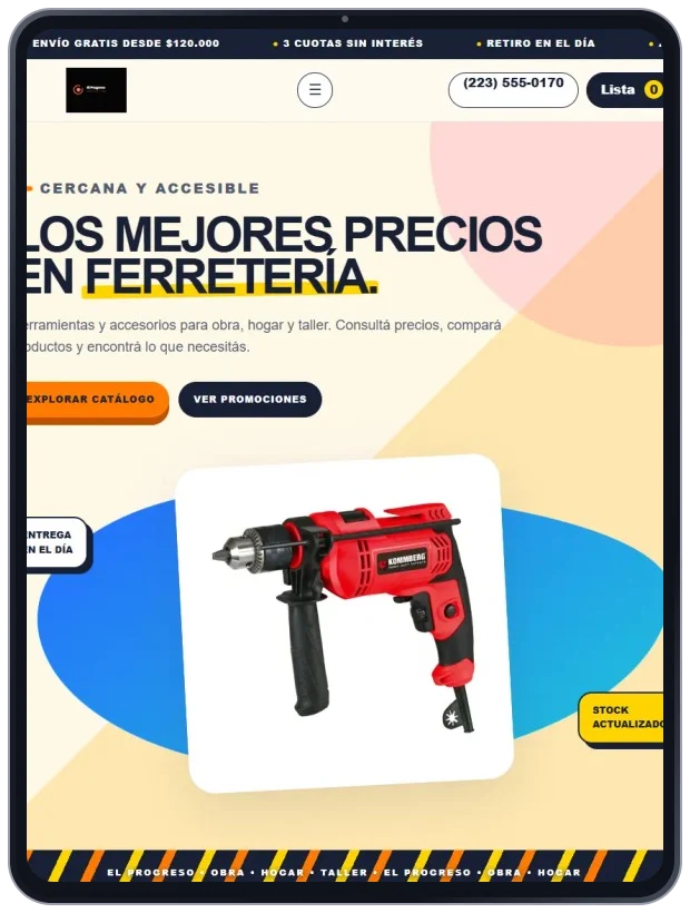 Ferretería El Progreso · Tablet