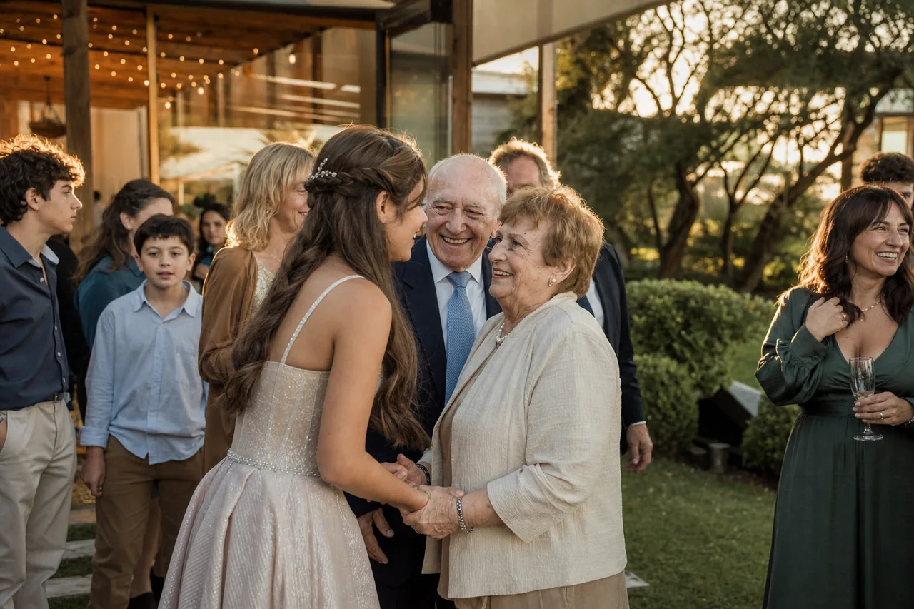 Familia celebrando una fiesta de quince años