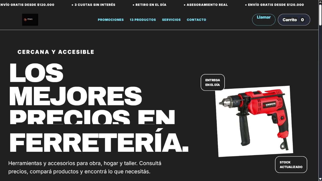 Vista previa de sitio web para ferretería